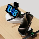 3 az 1-ben A11Pro+ 15 W-os induktív töltő telefonhoz, okosórához és fülhallgatóhoz – fekete 6