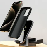 3 az 1-ben A11Pro+ 15 W-os induktív töltő telefonhoz, okosórához és fülhallgatóhoz – fekete 7