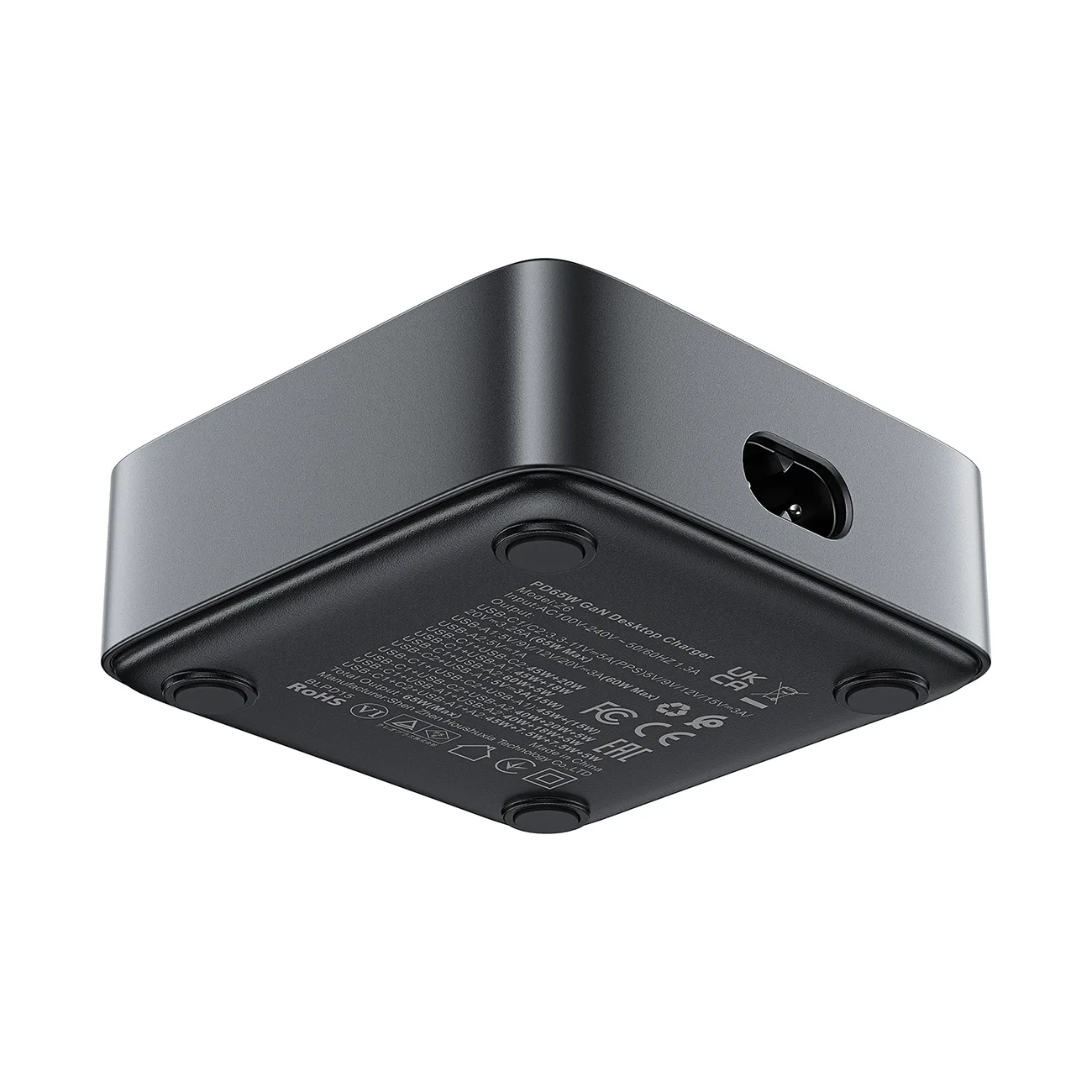 Ładowarka sieciowa stacja zasilania biurkowa Z6 GaN 2x USB-A 2x USB-C PD 65W - czarna 3