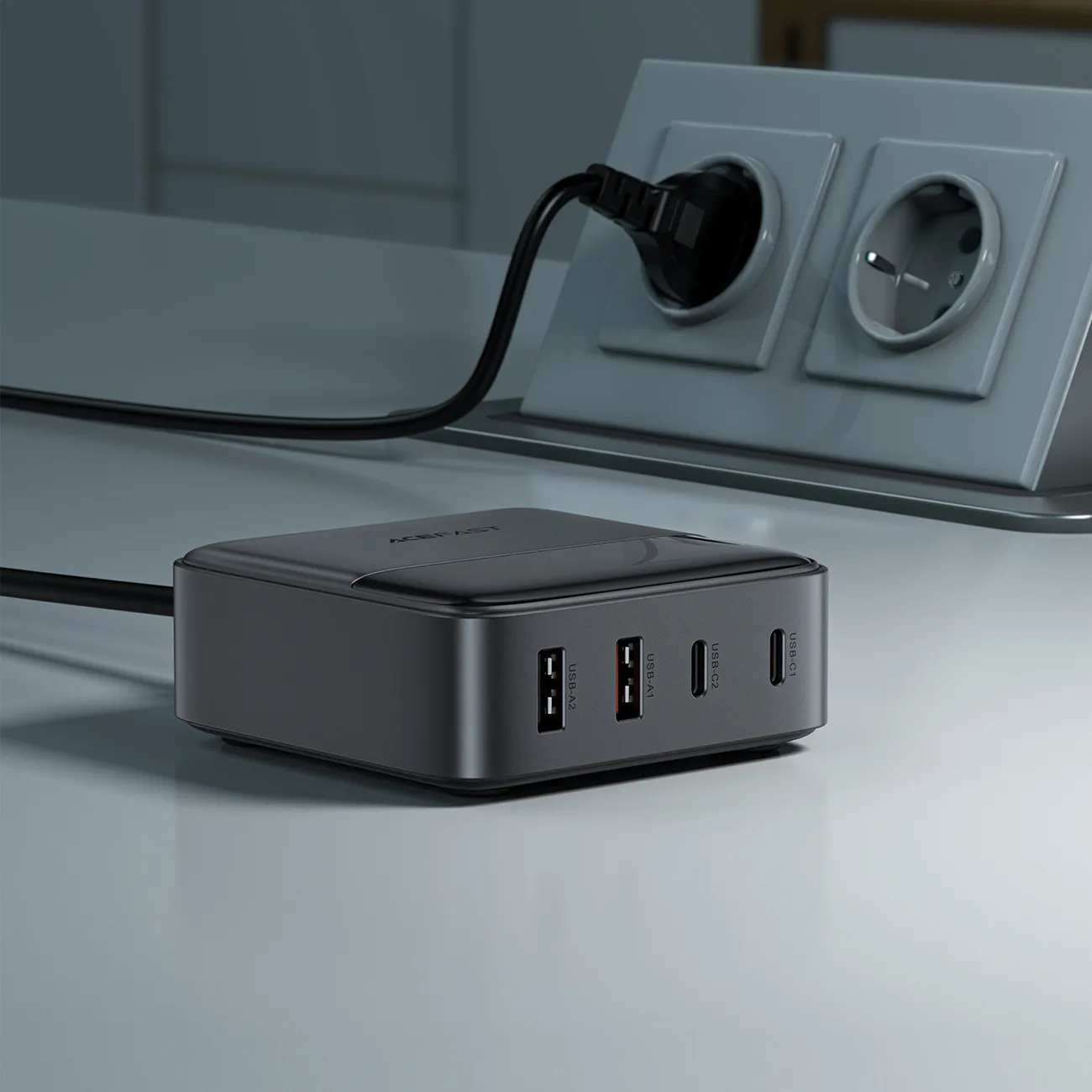 Ładowarka sieciowa stacja zasilania biurkowa Z6 GaN 2x USB-A 2x USB-C PD 65W - czarna 7
