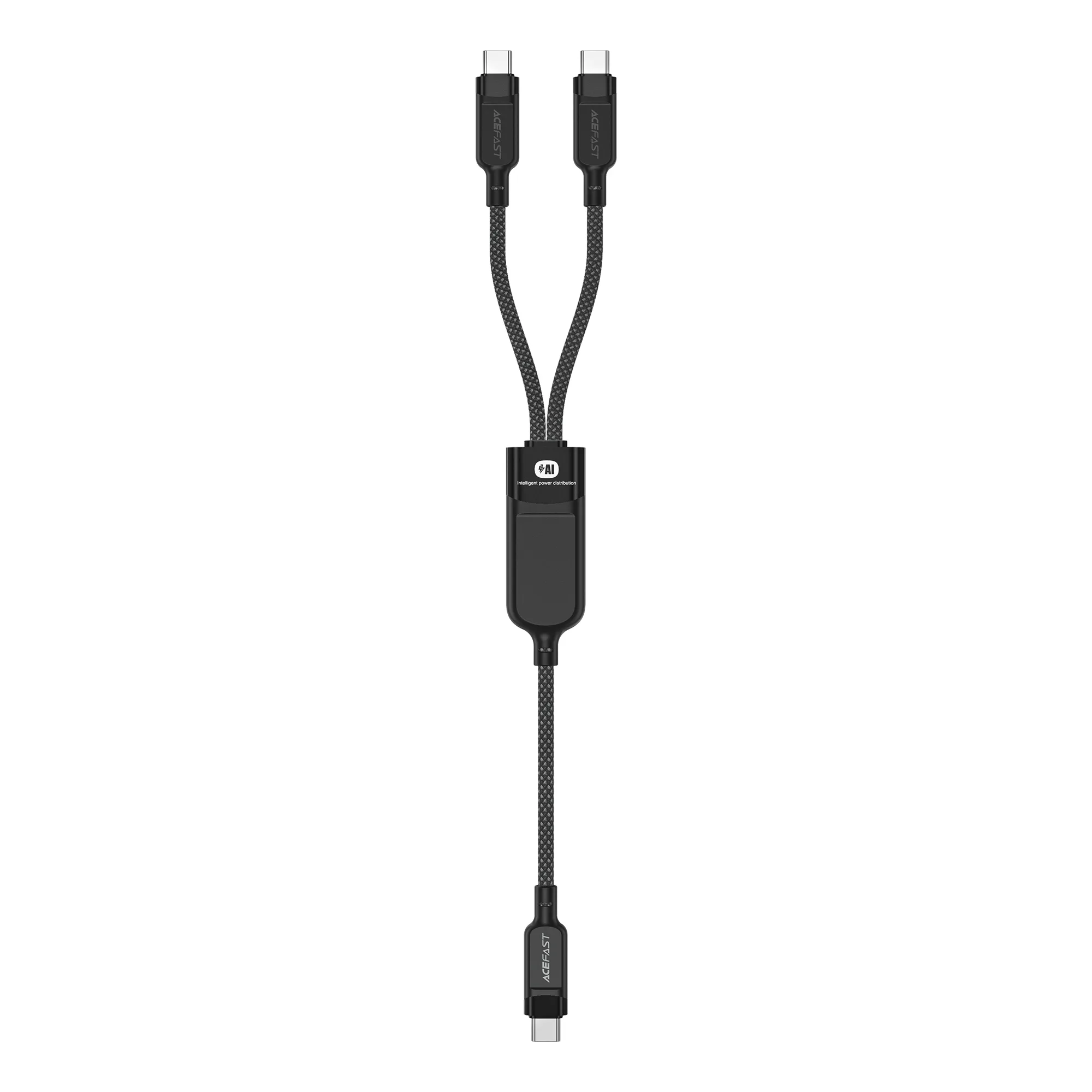 2 az 1-ben kettős USB-C kábel – 2x USB-C 100 W 480 Mb/s – Fekete