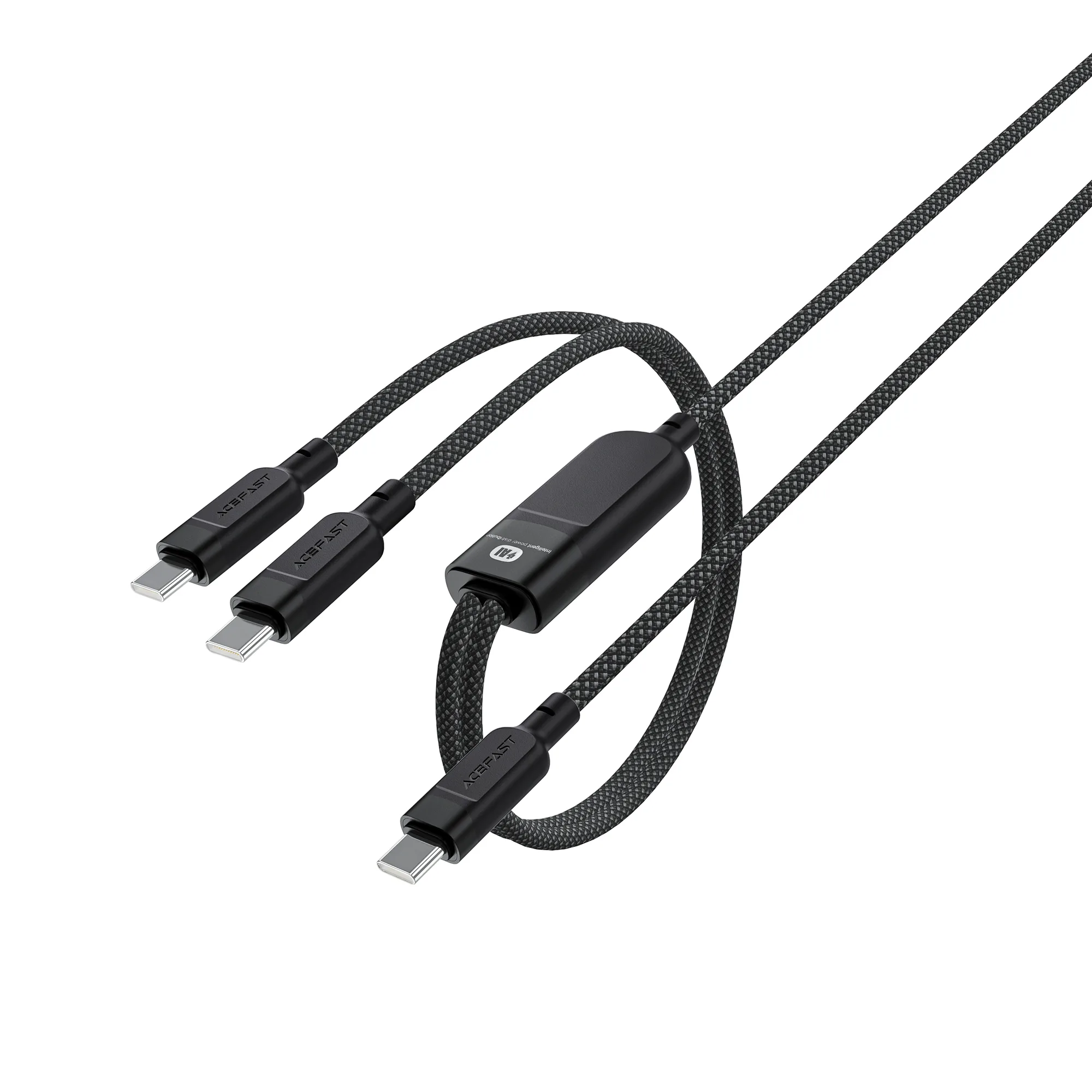 2 az 1-ben kettős USB-C kábel – 2x USB-C 100 W 480 Mb/s – Fekete 4