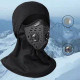 Nova sportska balaklava od velura s maskom i filtrom za biciklizam, motociklizam, skijanje i planinarenje - crna 5