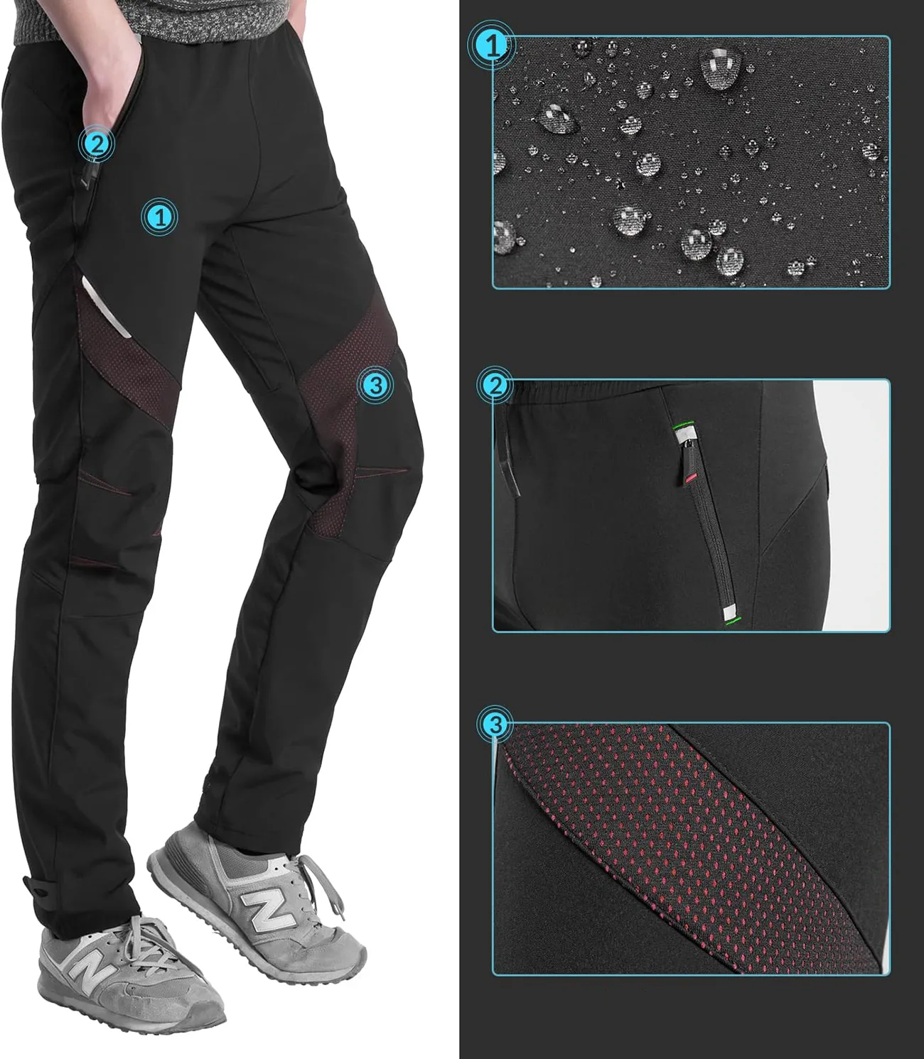 Pantaloni sport Patrol rezistenți la vânt, pentru ciclism și drumeții, mărimea L - negru 5