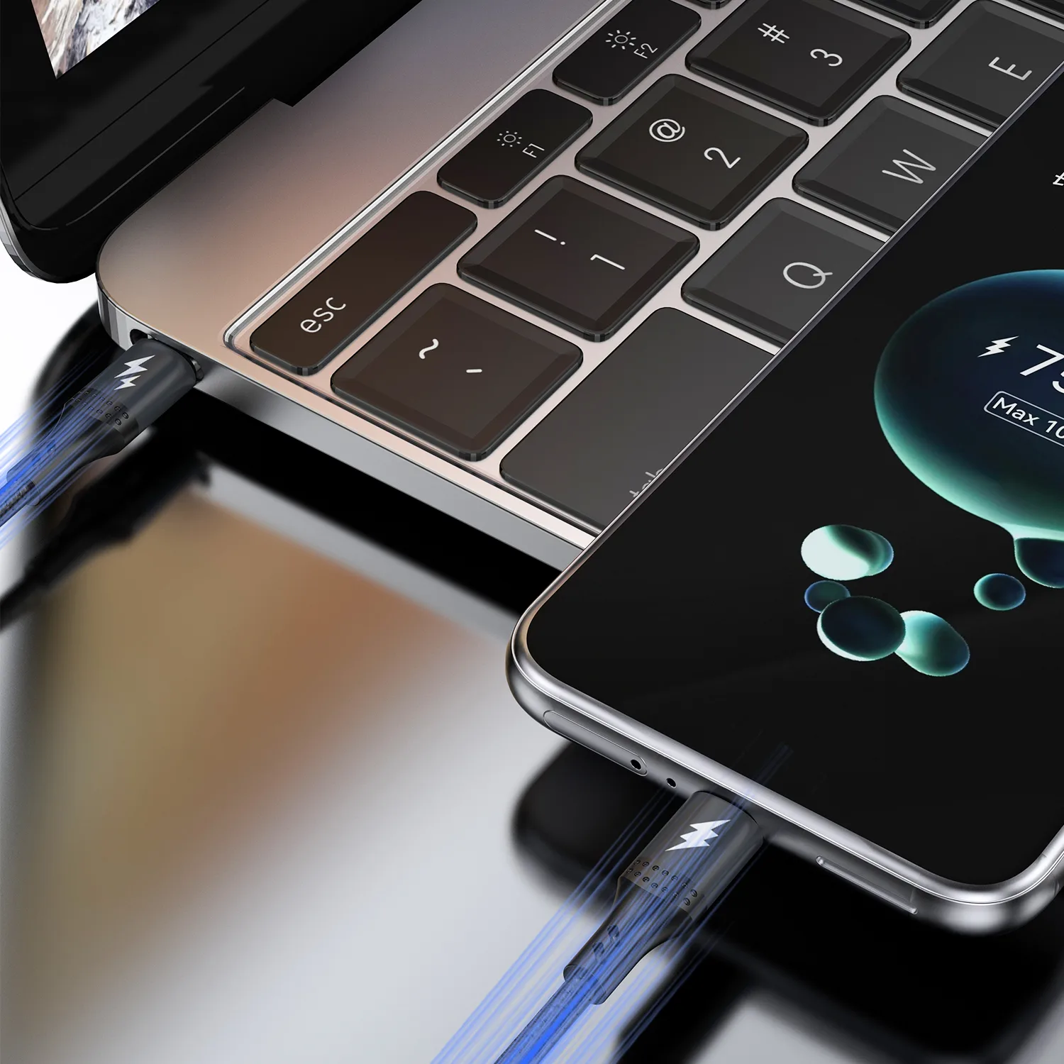 L3CC fonott USB-C–USB-C kábel, 60 W, 2 m, fekete 2