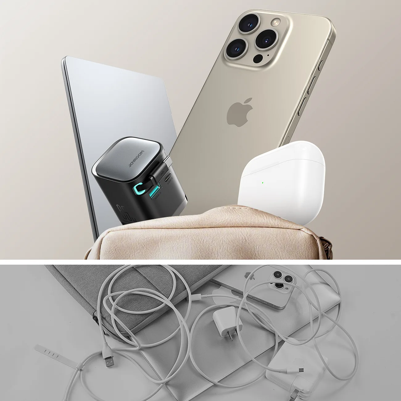 GaN 65-W-USB-A/USB-C-Ladegerät mit integriertem USB-C-Kabel – schwarz 10