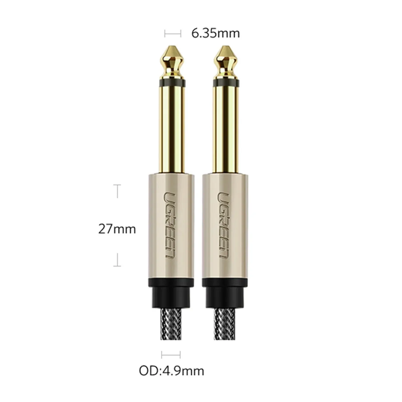 Mono audio kabel: 6,35 mm TS priključak na 6,35 mm priključak, 3 m, sivi 5