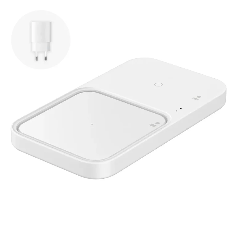 Samsung Wireless Charger Duo 15 W-os indukciós töltő + hálózati adapter és kábel – fehér