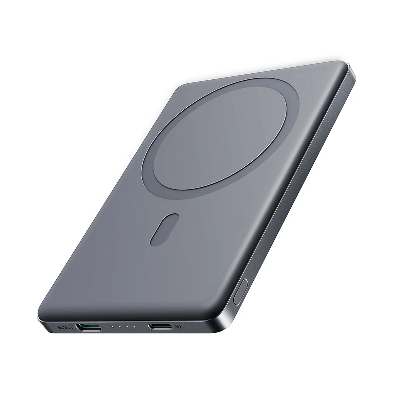 5000 mAh-s USB-C 20 W PD powerbank 15 W-os vezeték nélküli töltéssel – szürke
