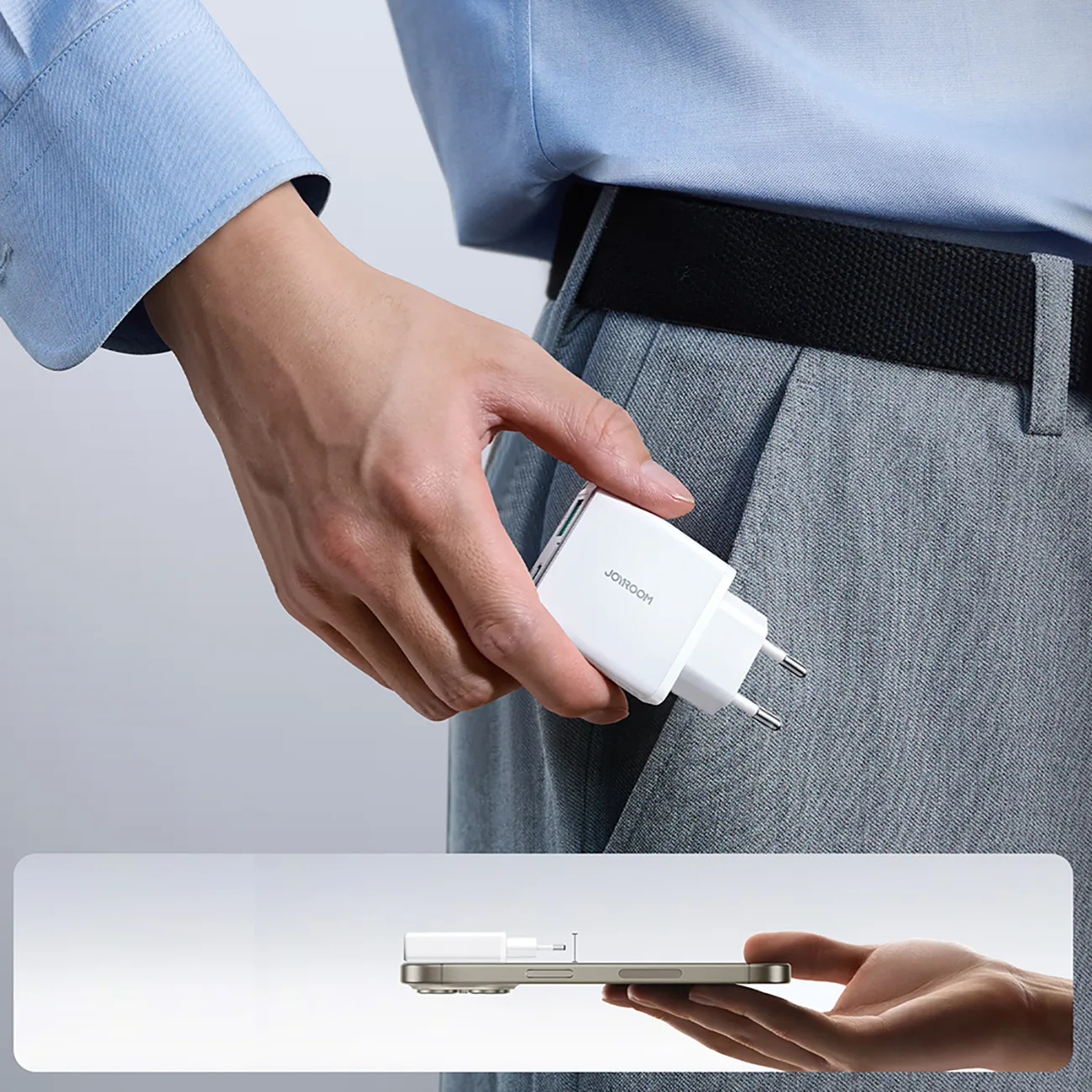 Kleines und ultradünnes 20-W-USB-A-zu-USB-C-Ladegerät – weiß 11