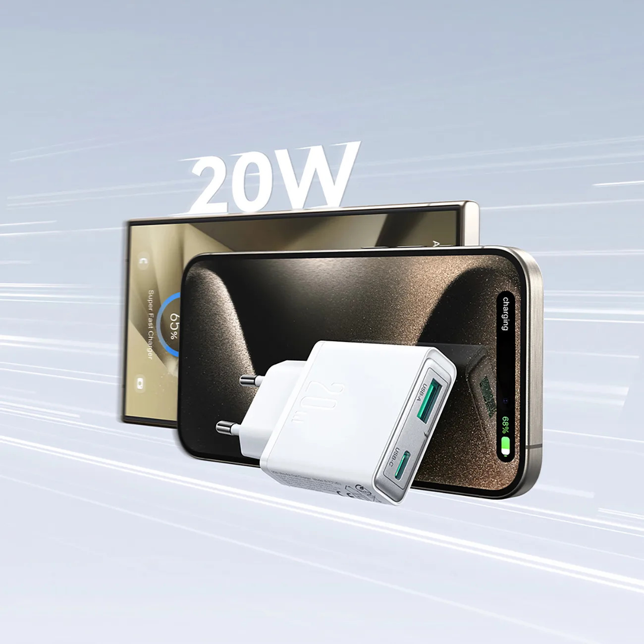 Kleines und ultradünnes 20-W-USB-A-zu-USB-C-Ladegerät – weiß 8