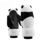 Panda síkesztyű gyermekeknek és felnőtteknek, S méret - fekete/fehér