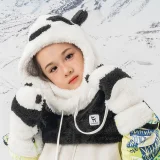 Panda síkesztyű gyermekeknek és felnőtteknek, S méret - fekete/fehér 2