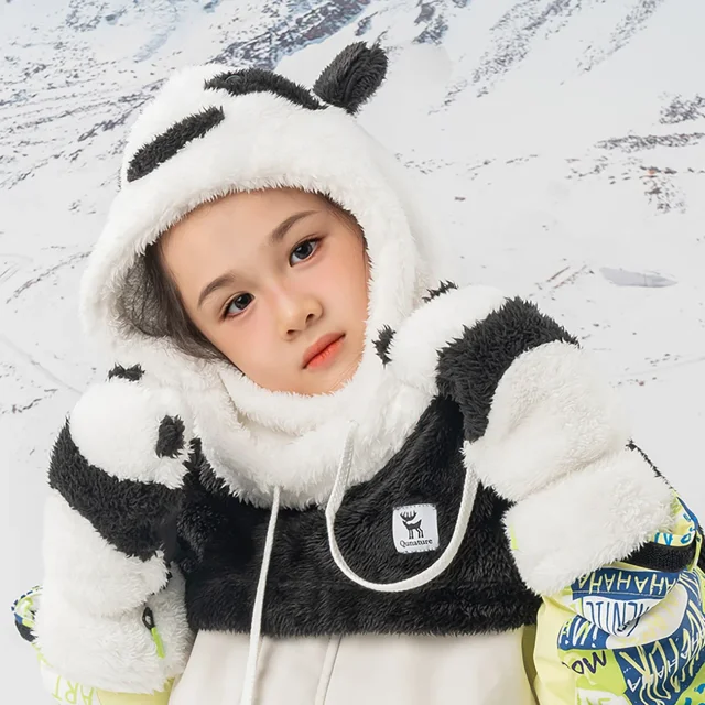 Panda síkesztyű gyermekeknek és felnőtteknek, S méret - fekete/fehér