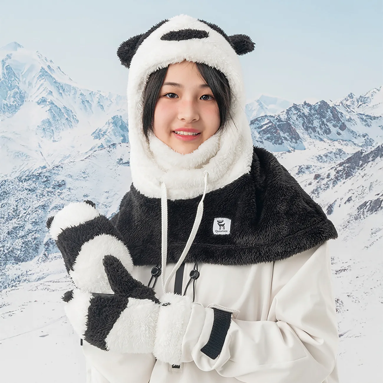 Skijačke rukavice Panda za djecu i odrasle, veličina S - crna/bijela 4