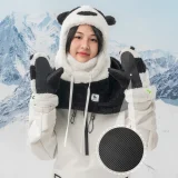 Panda síkesztyű gyermekeknek és felnőtteknek, S méret - fekete/fehér 5