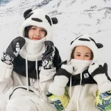 Panda síkesztyű gyermekeknek és felnőtteknek, S méret - fekete/fehér 6