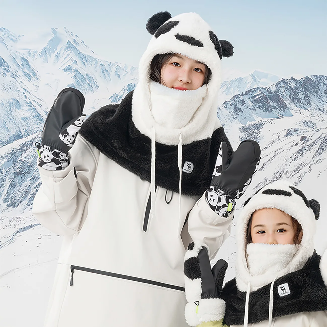 Panda Heat gyermek ujjatlan síkesztyű, S méret - fekete/fehér 11