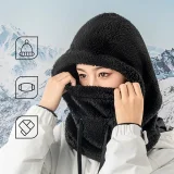 Topla zimska skijaška balaklava Arctic Velvet s krznom, veličina L - crna 3