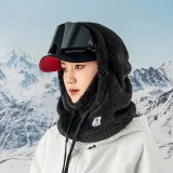 Topla zimska skijaška balaklava Arctic Velvet s krznom, veličina L - crna 6