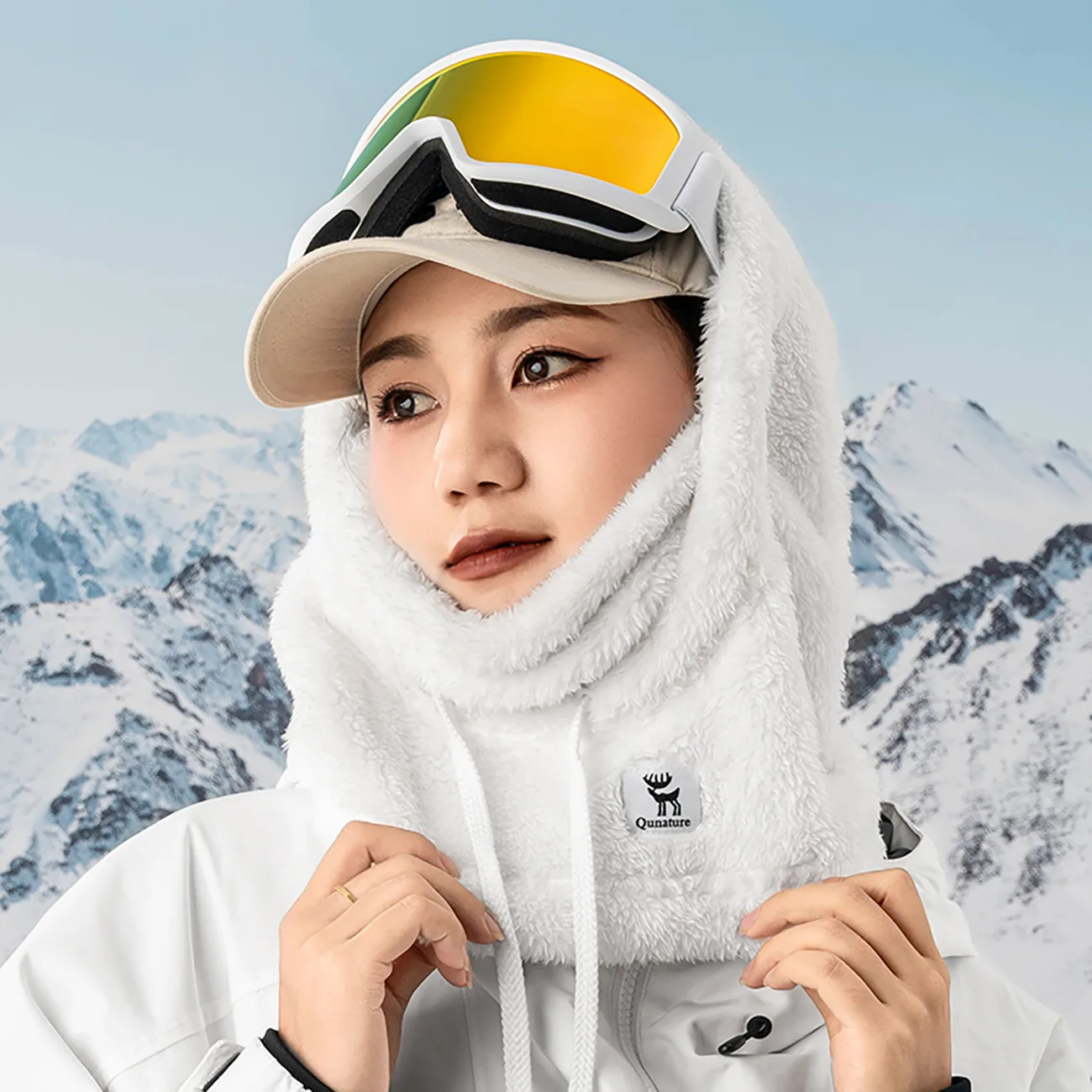 Topla zimska skijaška balaklava Arctic Velvet, veličina L - bijela 5