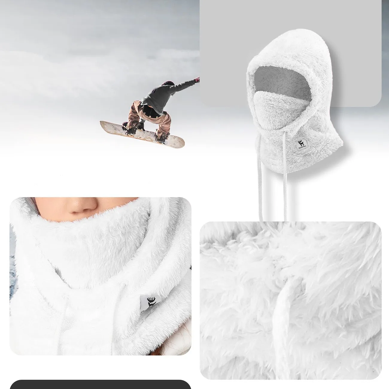 Topla zimska skijaška balaklava Arctic Velvet, veličina L - bijela 7