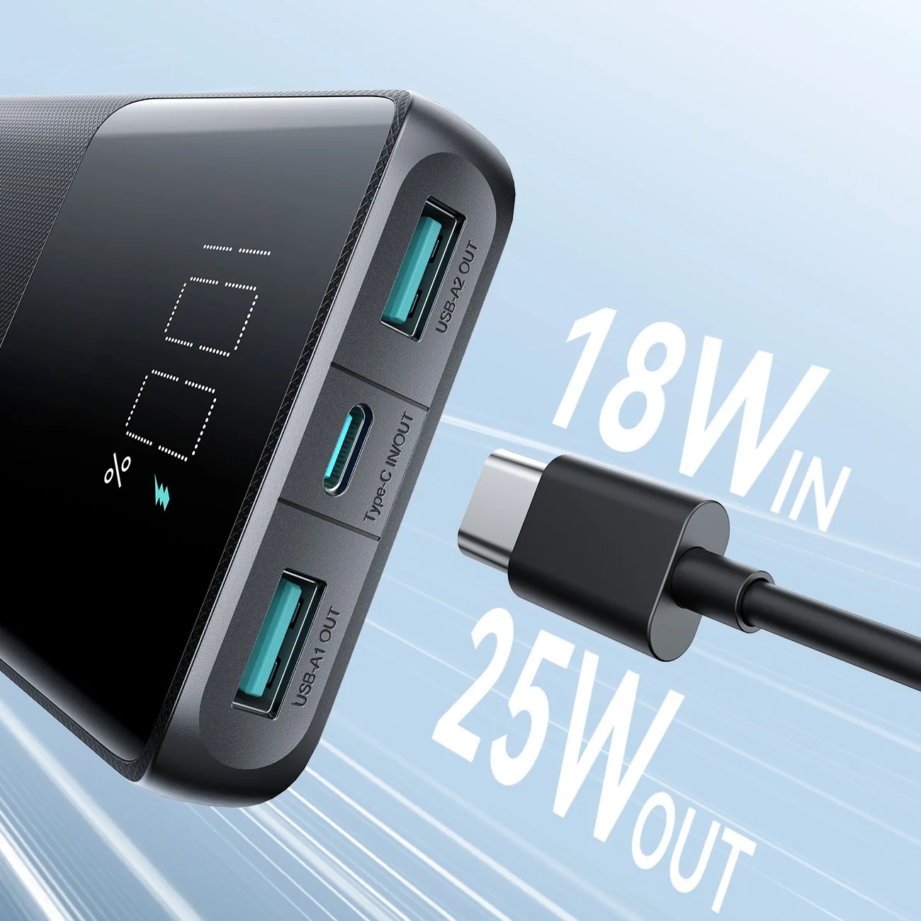 10000mAh 25W Power Bank with 2x USB-A and 1x USB-C ports - SFC - Black 11