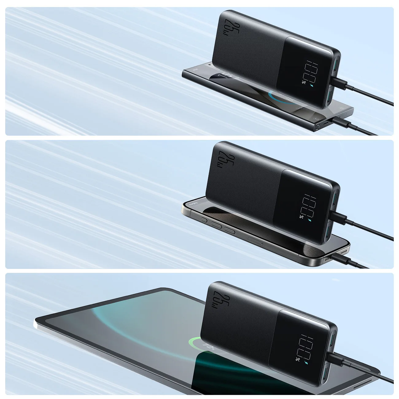 10000mAh 25W Power Bank with 2x USB-A and 1x USB-C ports - SFC - Black 9