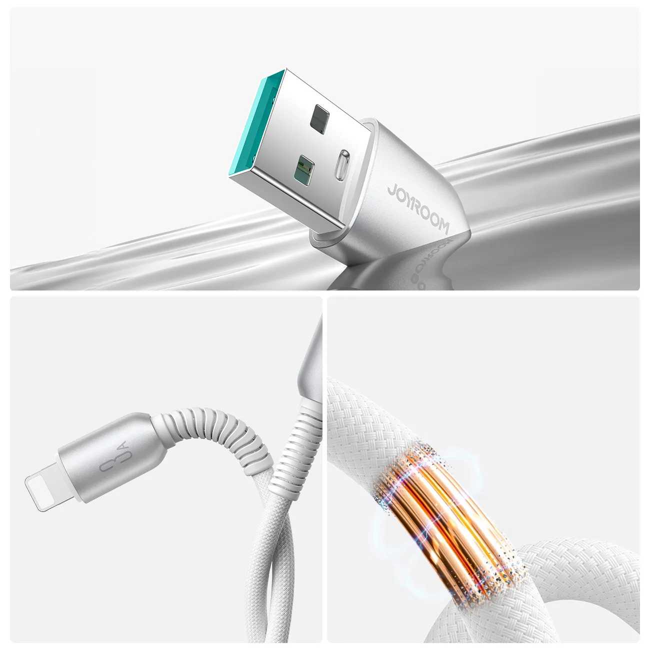 Kabel przewód Cutting-Edge Series 3A USB-A - iPhone Lightning 1.2m - szary 8