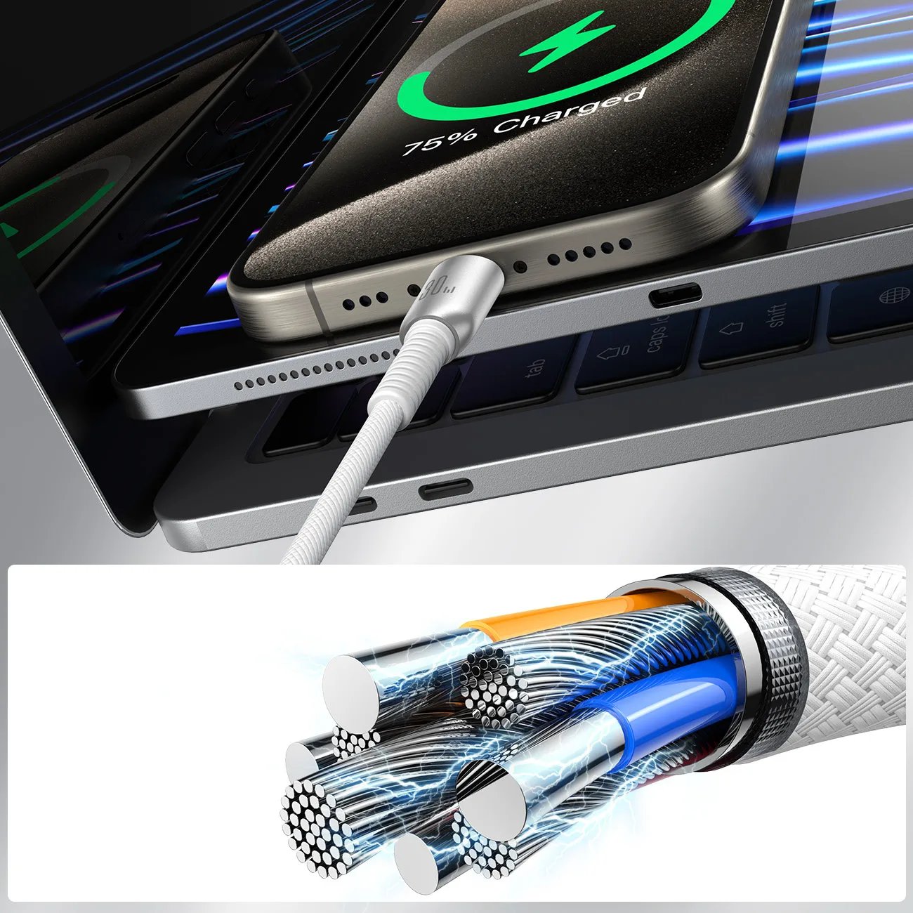 Cutting-Edge Series 30W USB-C to iPhone Lightning Cable, 1.2m, Gray 10