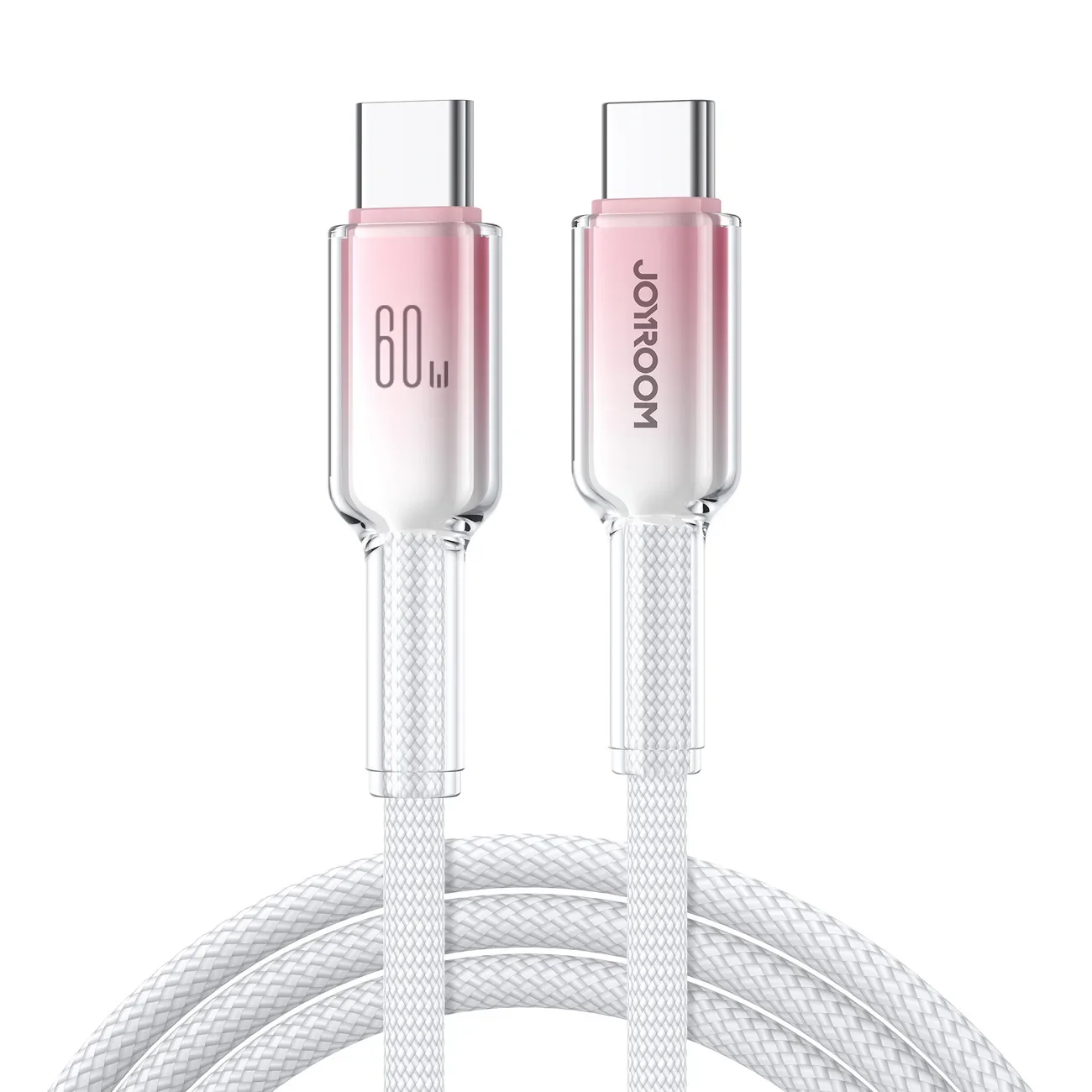 Crystal-Clear sorozat 60 W-os USB-C–USB-C kábel, 1,2 m, fehér Crystal-Clear sorozat 60 W-os USB-C–USB-C kábel, 1,2 m, fehér