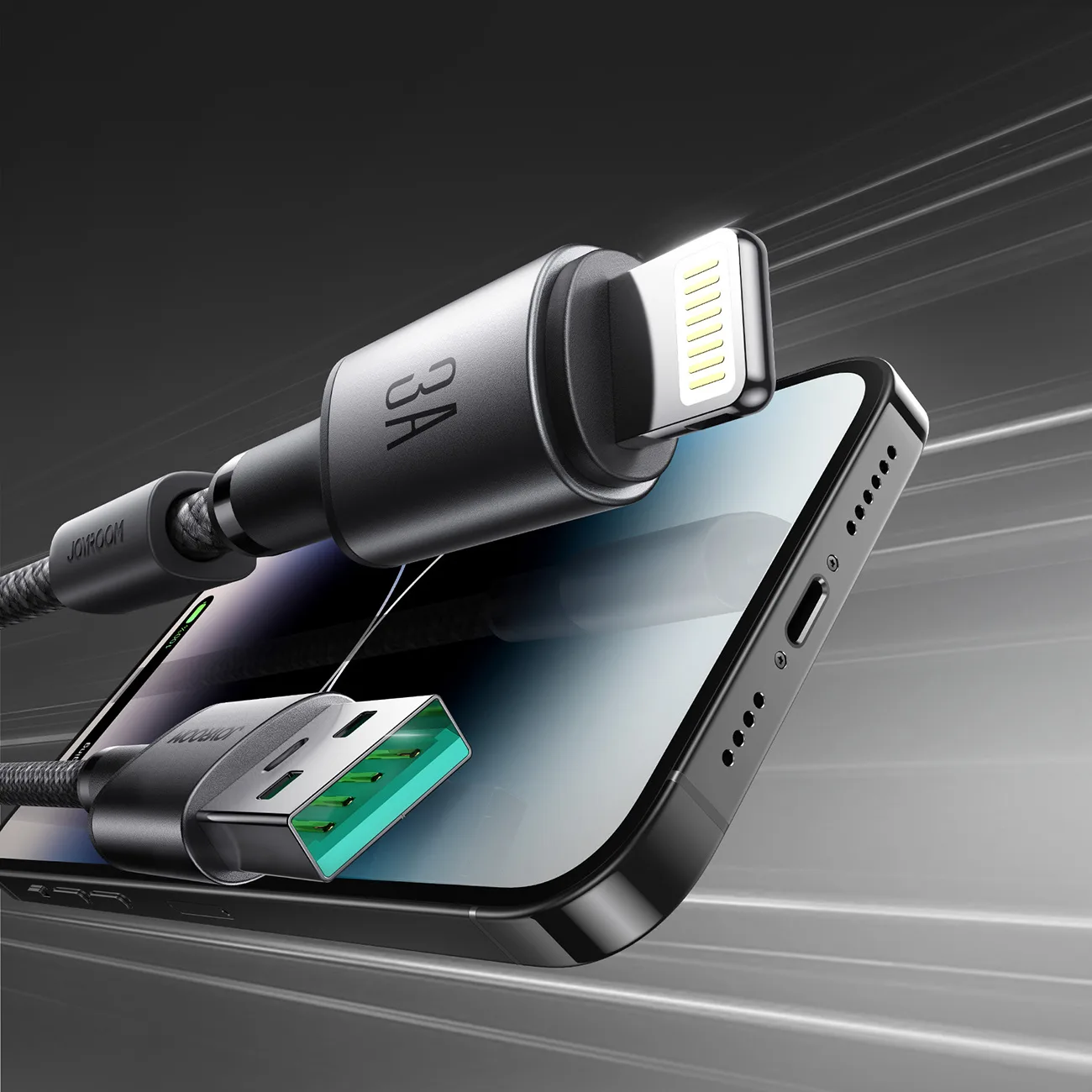 Kabel przewód USB-A - iPhone Lightning z organizerem uchwytem magnetycznym 1.2m - szary 8