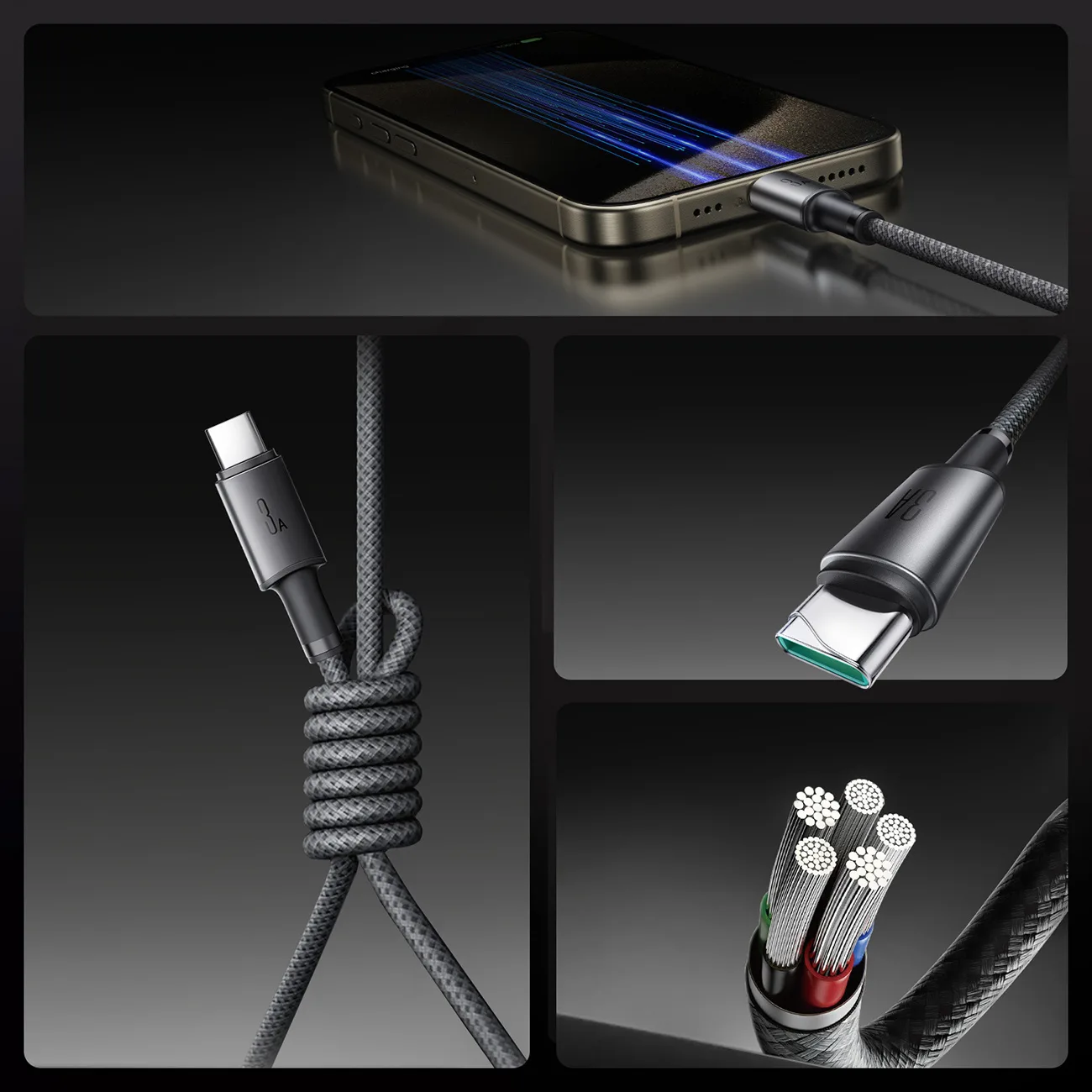 Cablu USB-A la USB-C cu organizator magnetic și suport, 1,2 m - gri 11