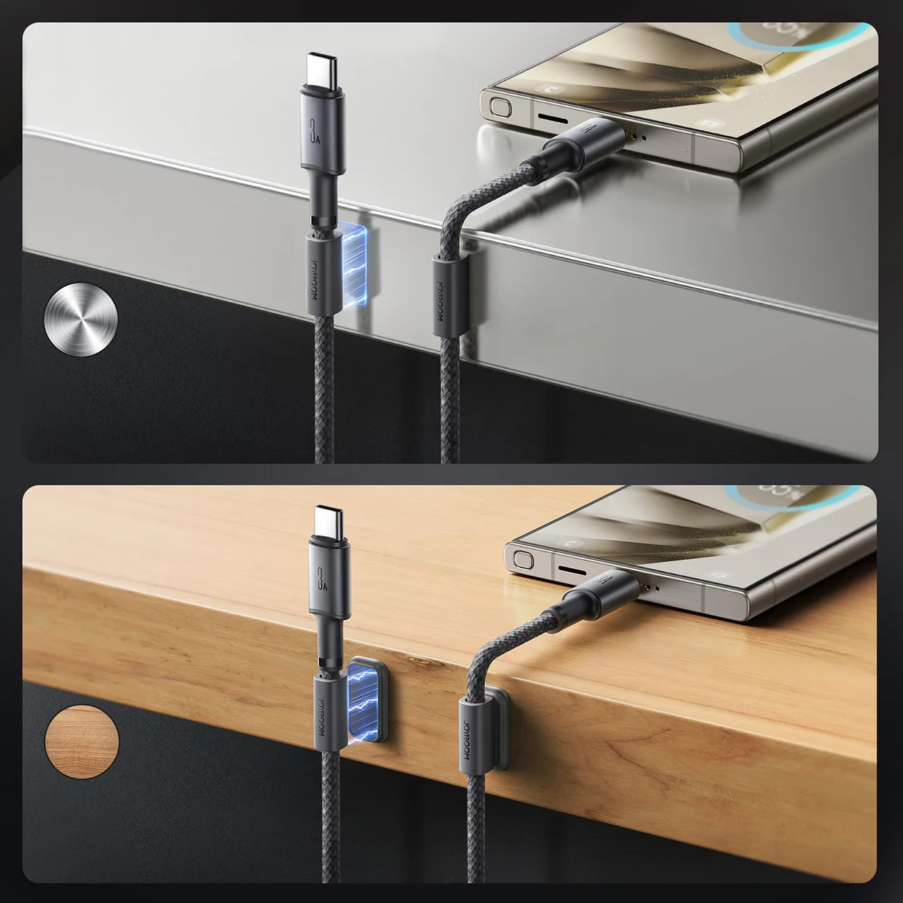 Cablu USB-A la USB-C cu organizator magnetic și suport, 1,2 m - gri 8