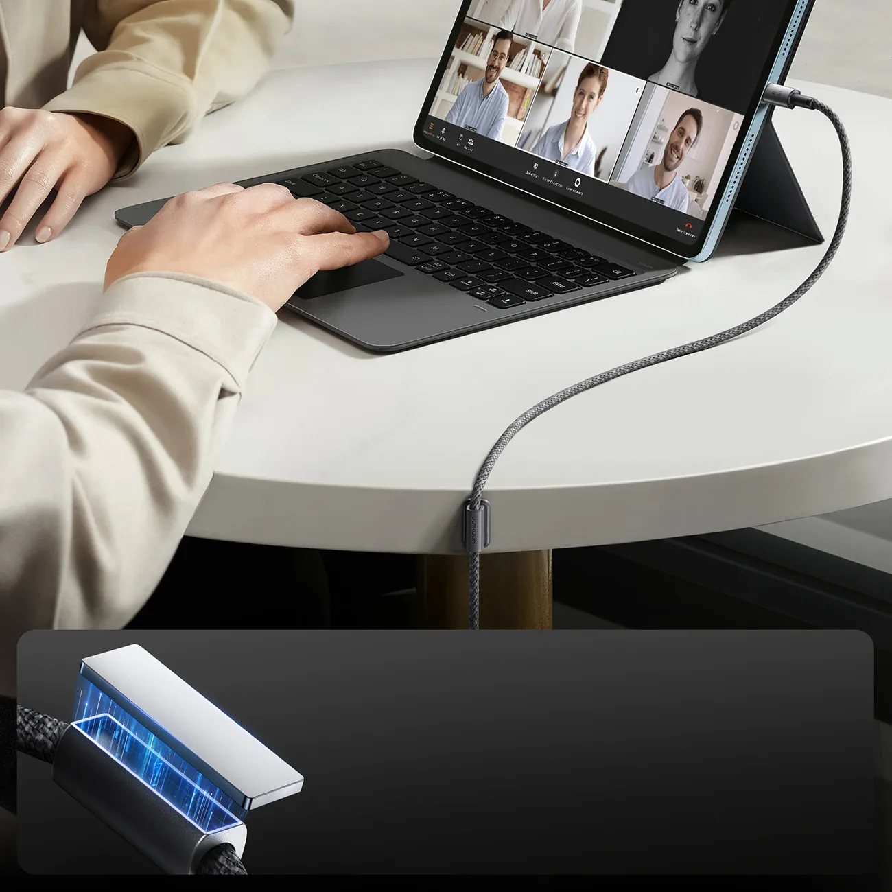 Cablu USB-A la USB-C cu organizator magnetic și suport, 1,2 m - gri 9
