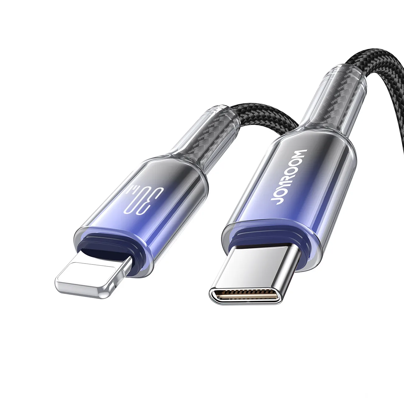 Crystal-Clear Series 30W USB-C to iPhone Lightning Cable - 1.2m - Black 2