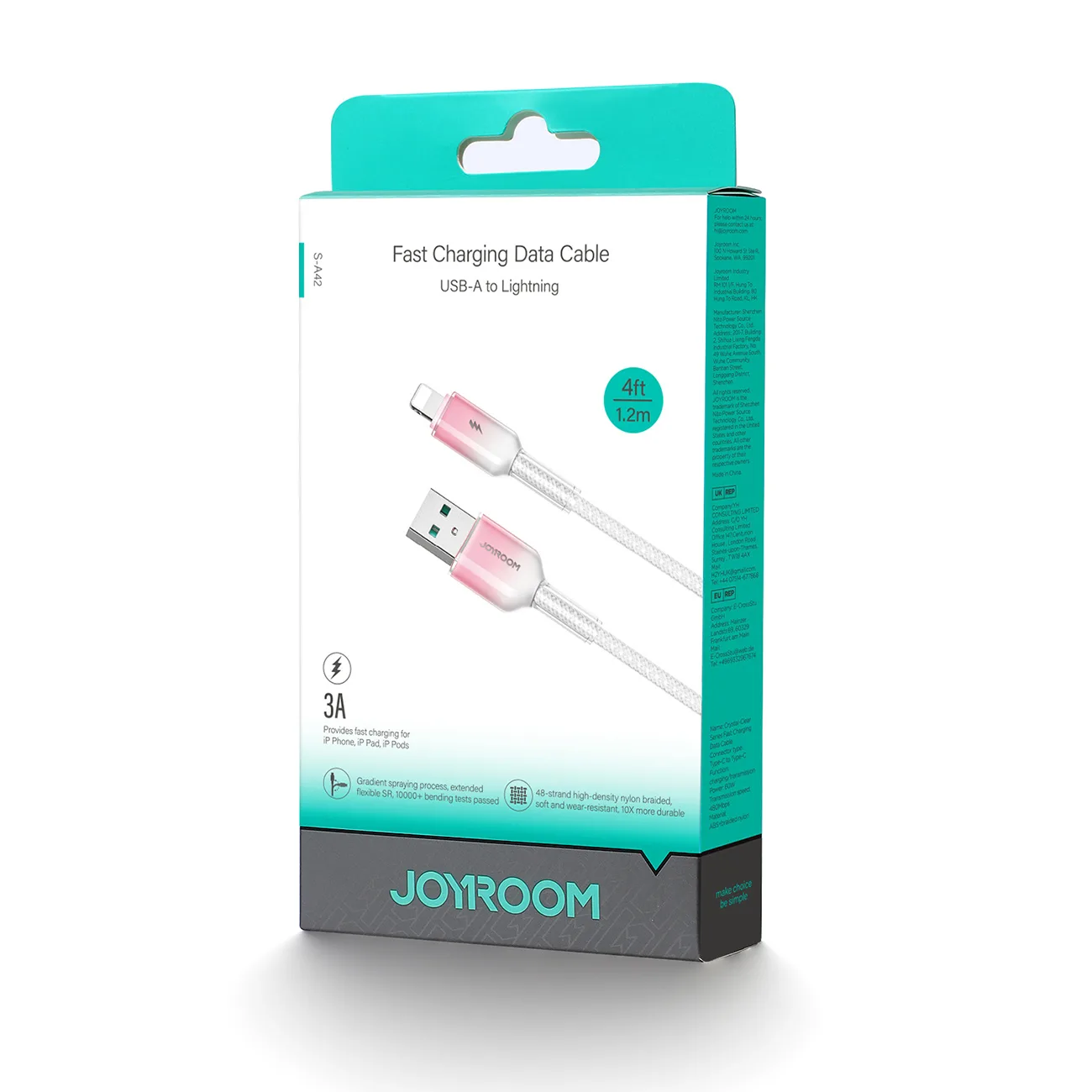Kábel Crystal-Clear Series 3A USB-A na iPhone Lightning, 1,2 m, biely 8