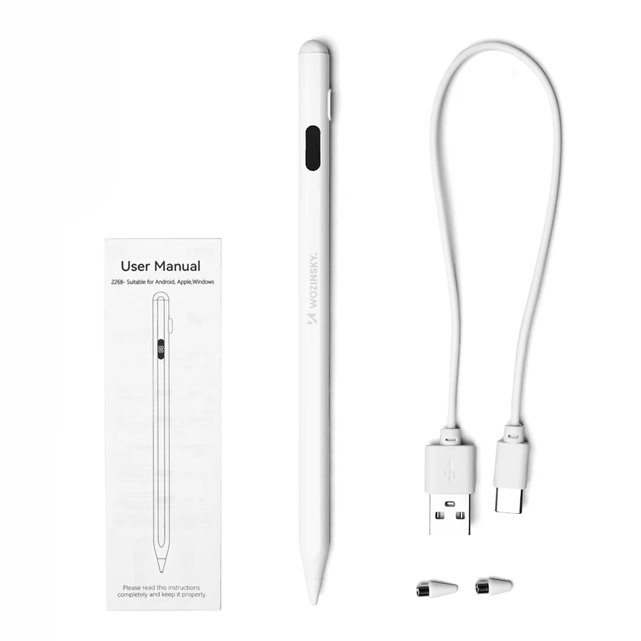 Aktívny stylus Univerzálny stylus pre Android a iOS USB-C – biely 2