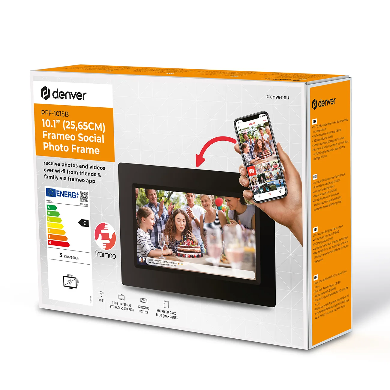 Rama foto digitală Frameo PFF-1015B de 10,1'' cu microSD de 16 GB - Negru 7