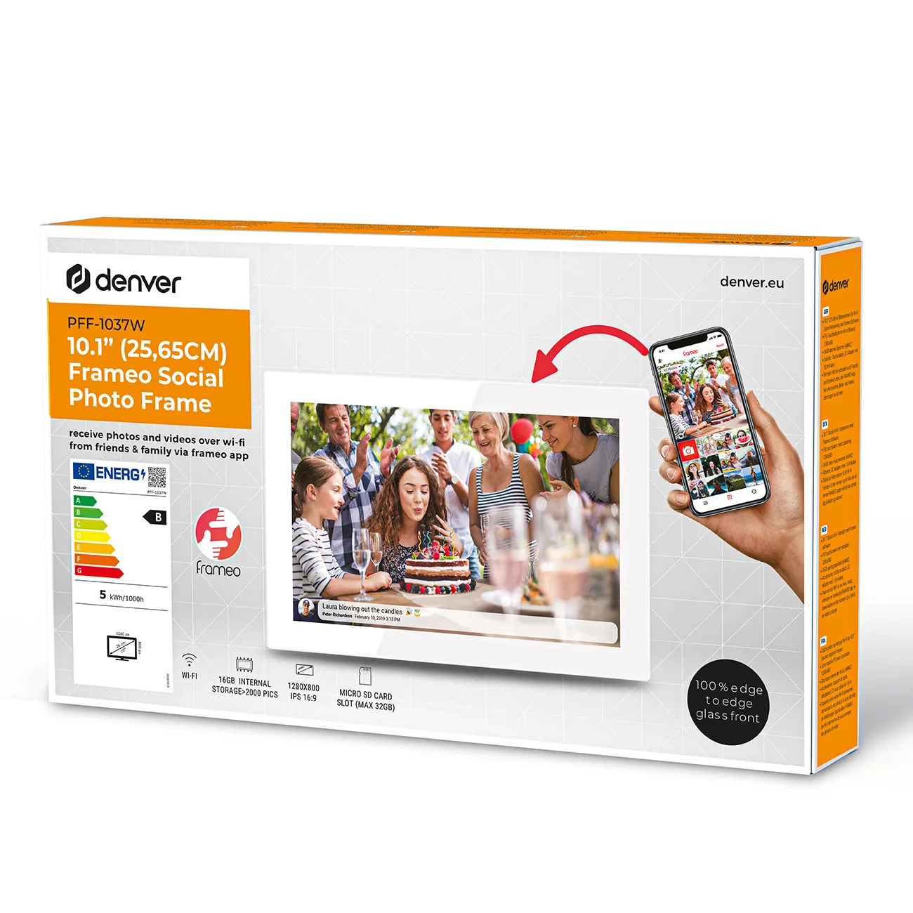 Rama foto digitală Frameo PFF-1037W de 10,1'' cu microSD de 16 GB, WiFi și microUSB - Alb 11