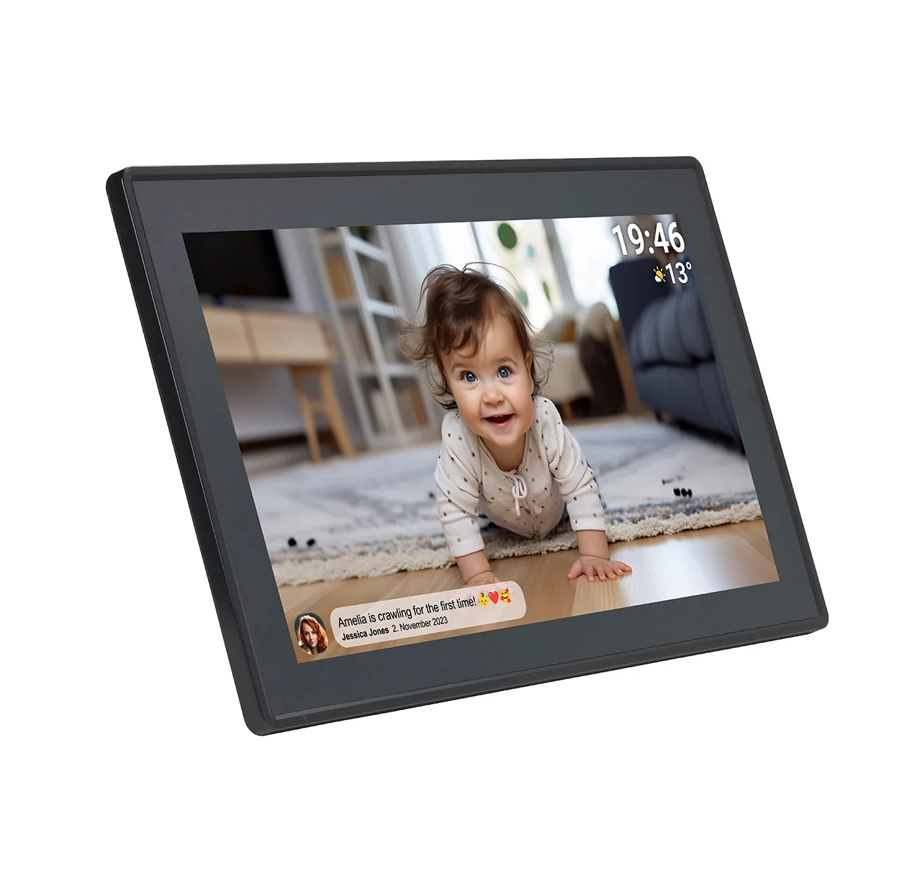 Rama foto digitală de 15,6'' cu microSD de 8 GB, WiFi și difuzor, compatibilă cu MP4 și AVI, Frameo PFF-1514B - Negru 4