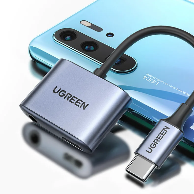 USB-C–USB-C + 3,5 mm-es mini jack audioadapter – szürke 2
