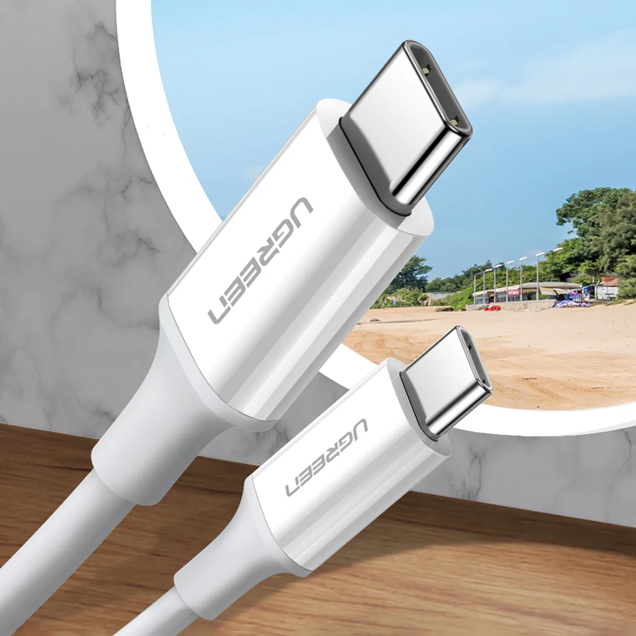 Kabel przewód USB-C - USB-C PD QC AFC 2m - biały 2