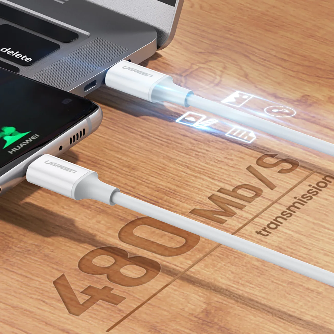 Kabel przewód USB-C - USB-C PD QC AFC 2m - biały 5