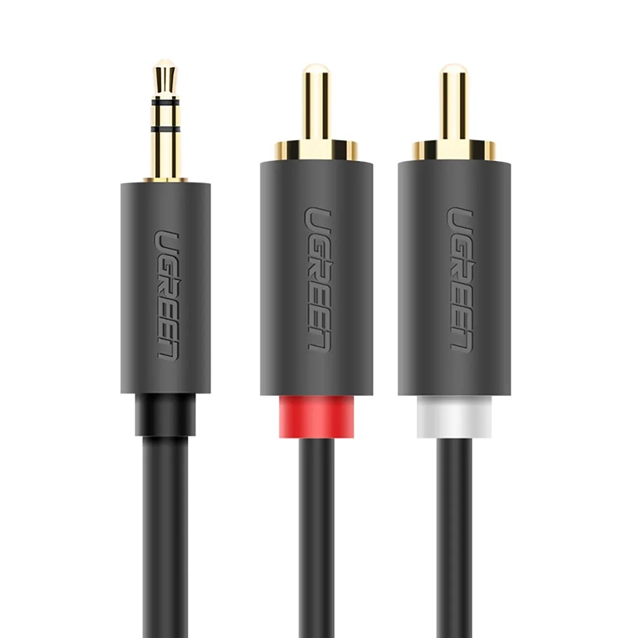 3,5 mm-es mini-jack (hím) – 2RCA (hím) audiokábel, 5 m – szürke 2