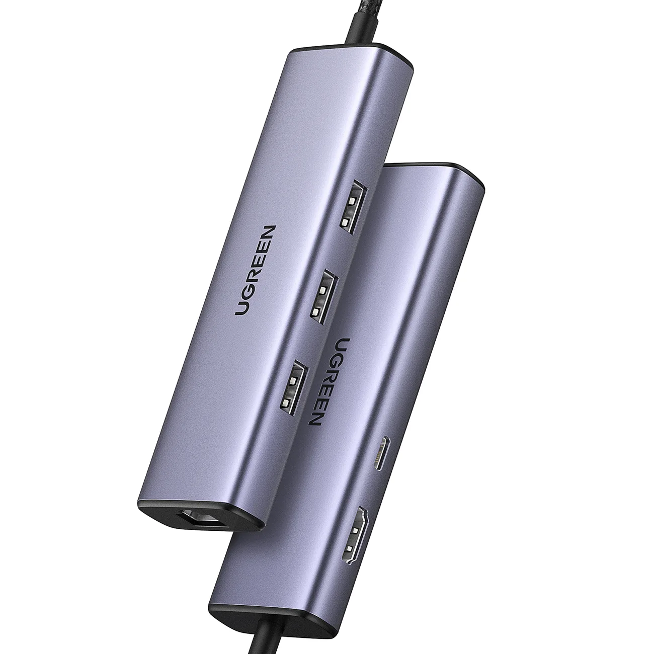 6-u-1 USB-C adapter s hubom - 3x USB-A 3.0 / HDMI / RJ45 / USB-C PD - sivi 2