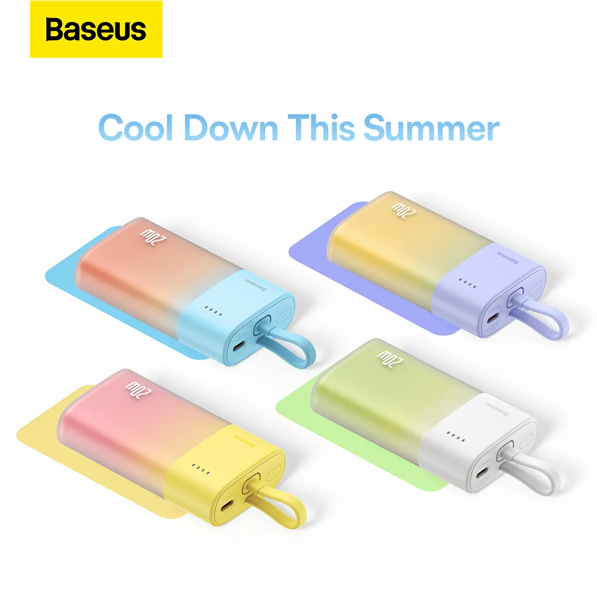 Powerbank Popsicle 5200mAh 20W z kablem Lightning 60W/20V/3A/30cm - biało-zielony 11