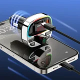 R2PRO+ autós adó 25 W-os PD töltőportokkal, Bluetooth 5.3, RGB – fekete és ezüst 3