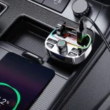R2PRO+ autós adó 25 W-os PD töltőportokkal, Bluetooth 5.3, RGB – fekete és ezüst 4