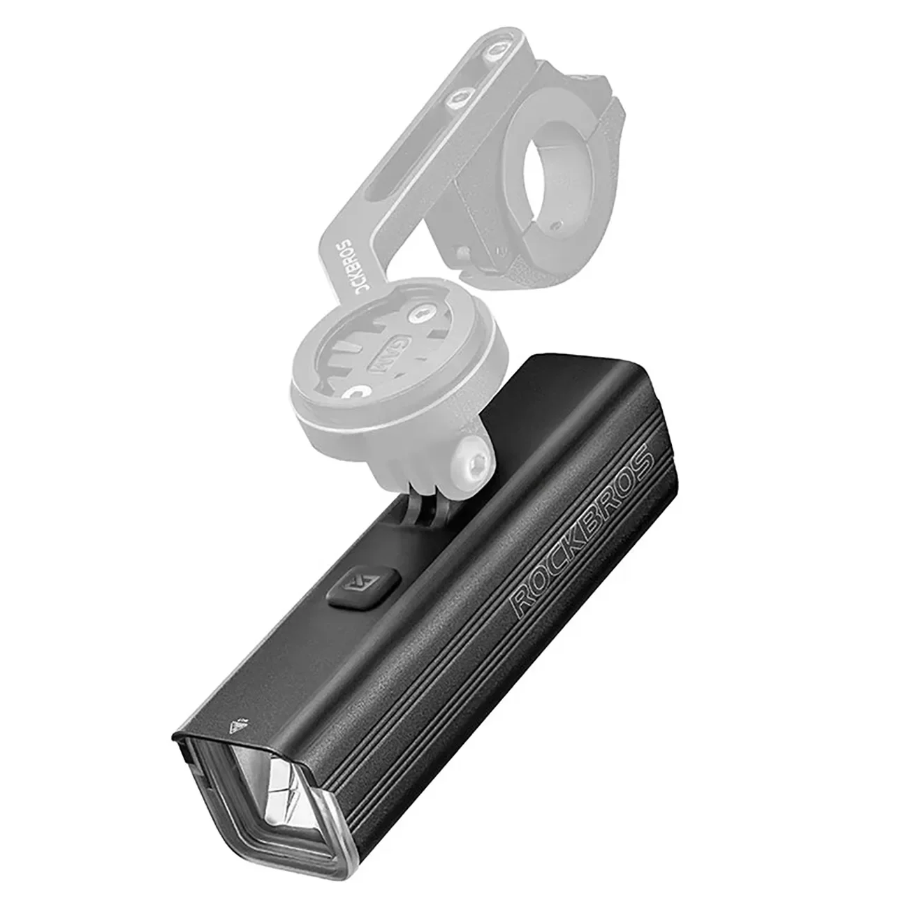 Predné svetlo na bicykel 5000 mAh, 1500 lm, IPX6 s držiakmi pre Garmin a GoPro – čierne